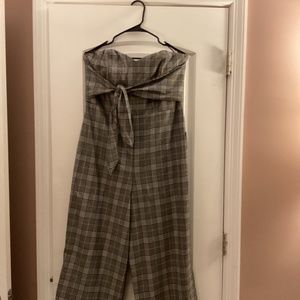 Express strapless plaid print jumpsuit size 14